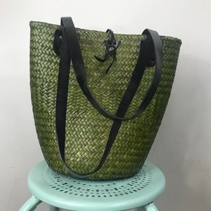 Bags - VINTAGE | Green Straw Bag Lined Bags - VINTAGE | Green Straw Bag Lined